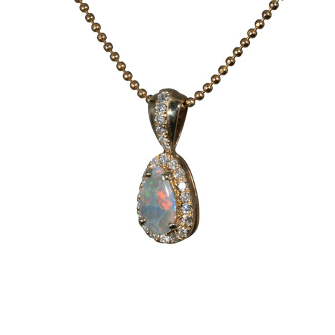 Black Opal Pendant in 9K Yellow Gold - Multicolour