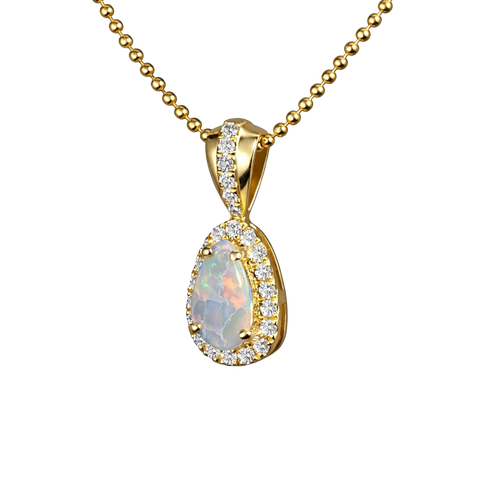 Dark Opal Pendant in 9K Yellow Gold - Multicolour - Australian Opal Cutters and Pearl Divers