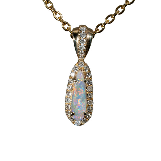 Black Opal Pendant in 9K Yellow Gold - Multicolour