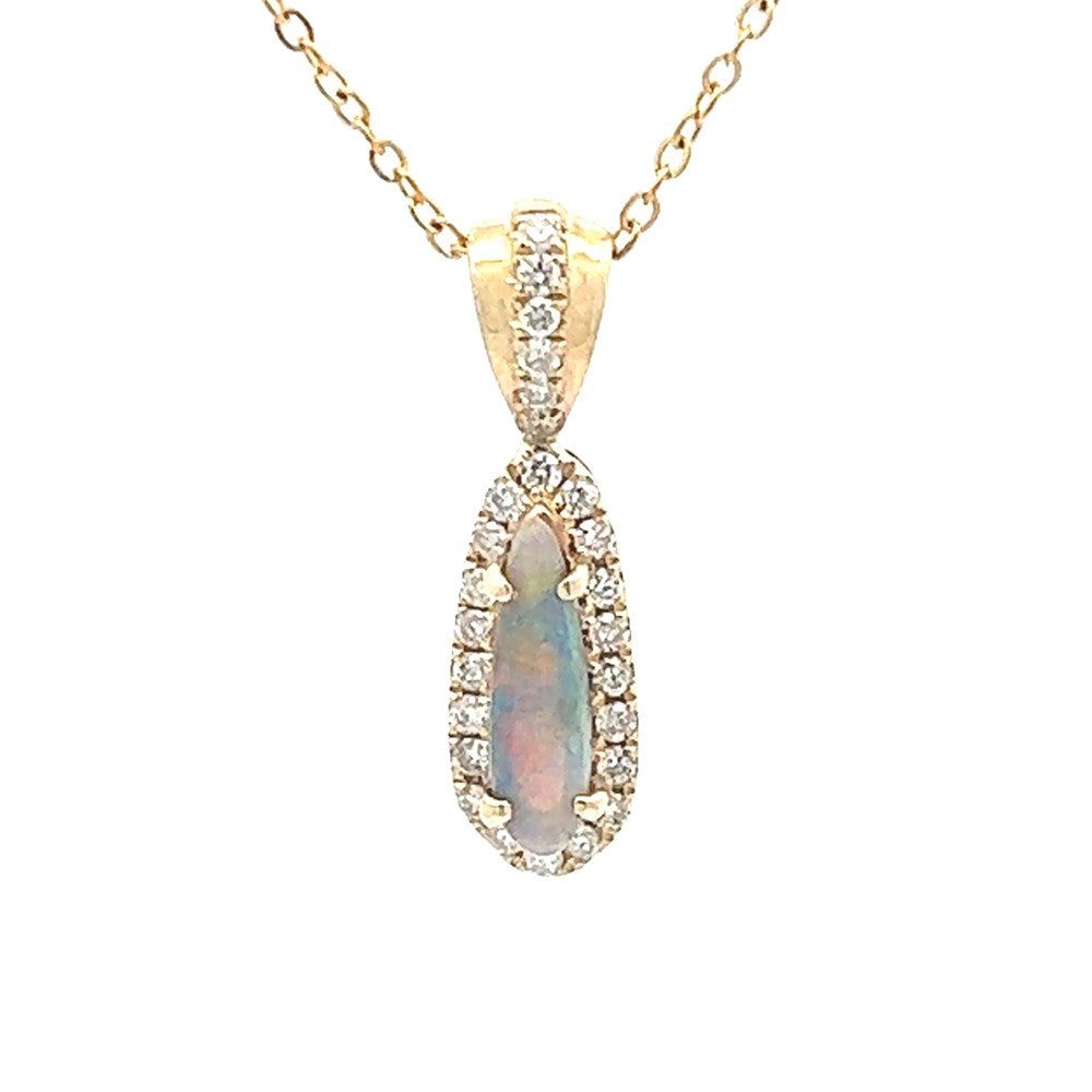 Australian Opal Black Pendant set in 9K Yellow Gold