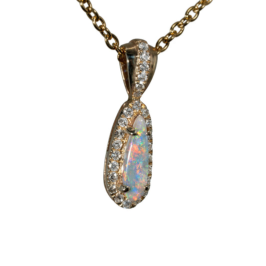 Black Opal Pendant in 9K Yellow Gold - Multicolour
