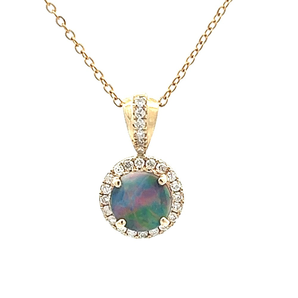 Australian Black Opal Pendant set in 9k Gold