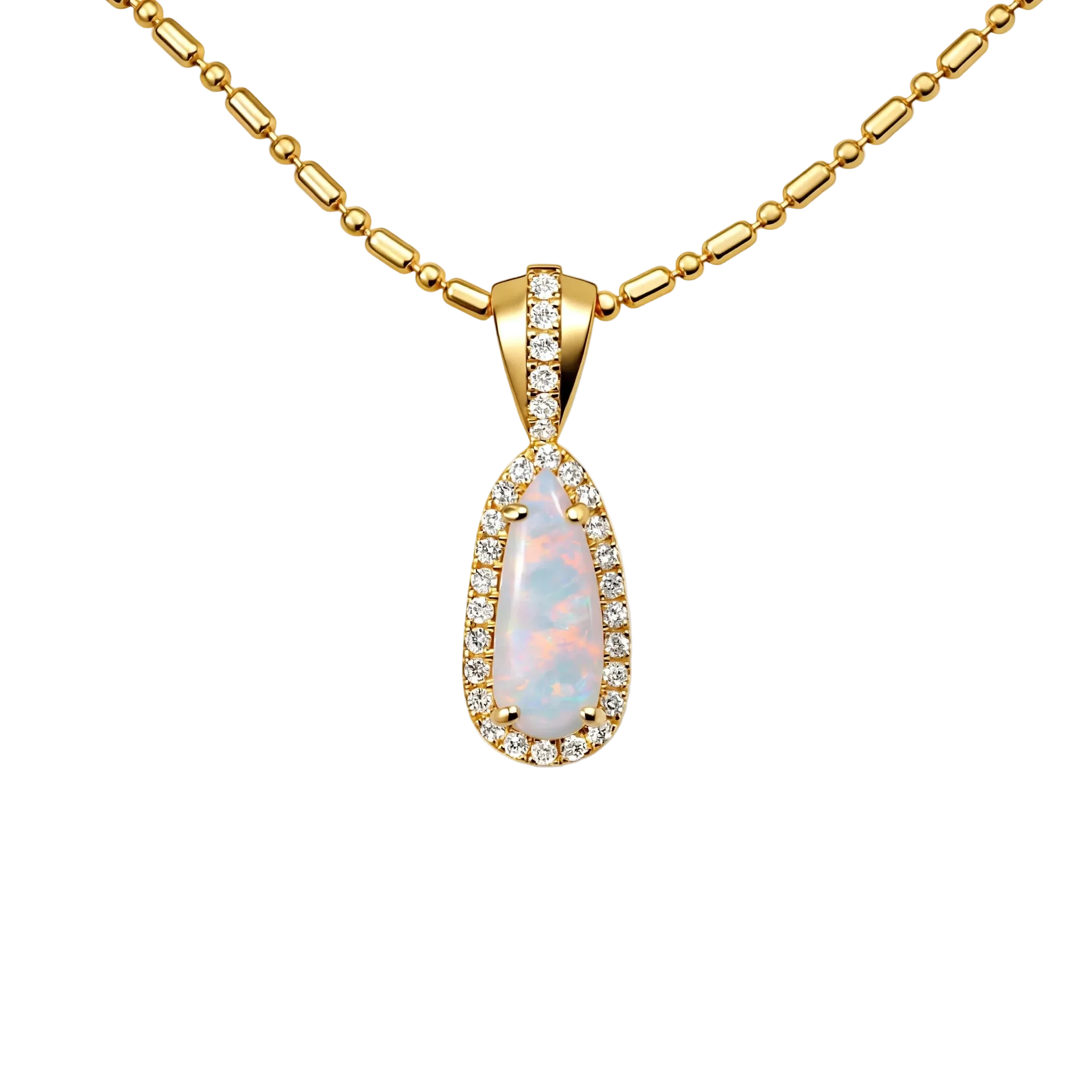Dark Opal Pendant in 9K Yellow Gold - Multicolour - Australian Opal Cutters and Pearl Divers