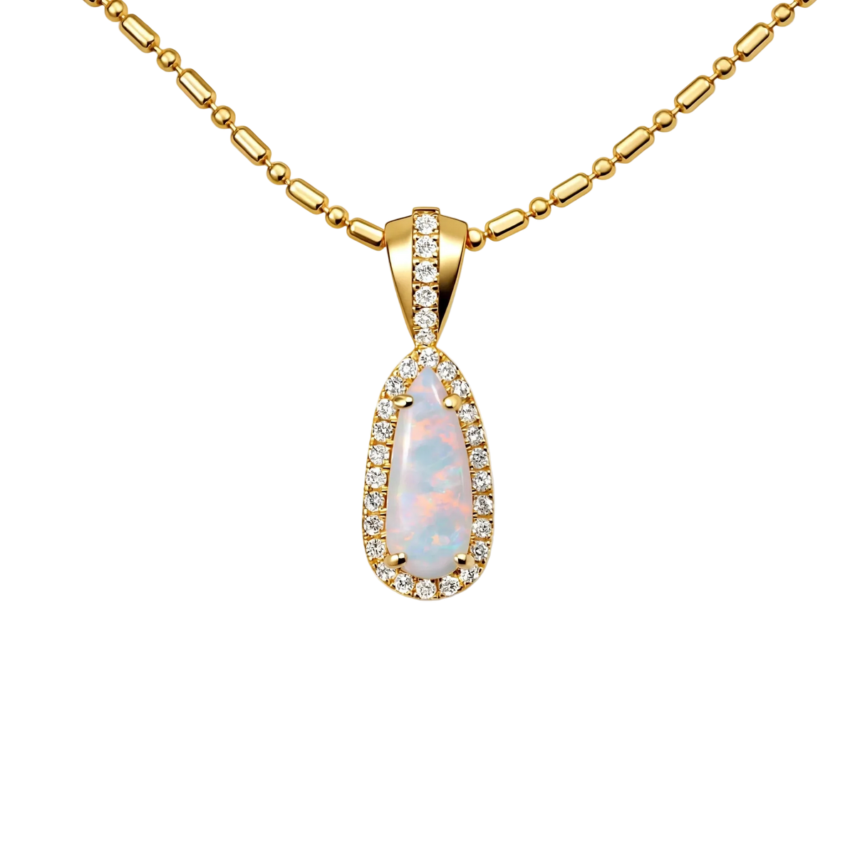 Dark Opal Pendant in 9K Yellow Gold - Multicolour - Australian Opal Cutters and Pearl Divers