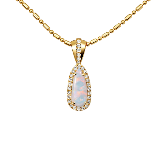 Dark Opal Pendant in 9K Yellow Gold - Multicolour - Australian Opal Cutters and Pearl Divers