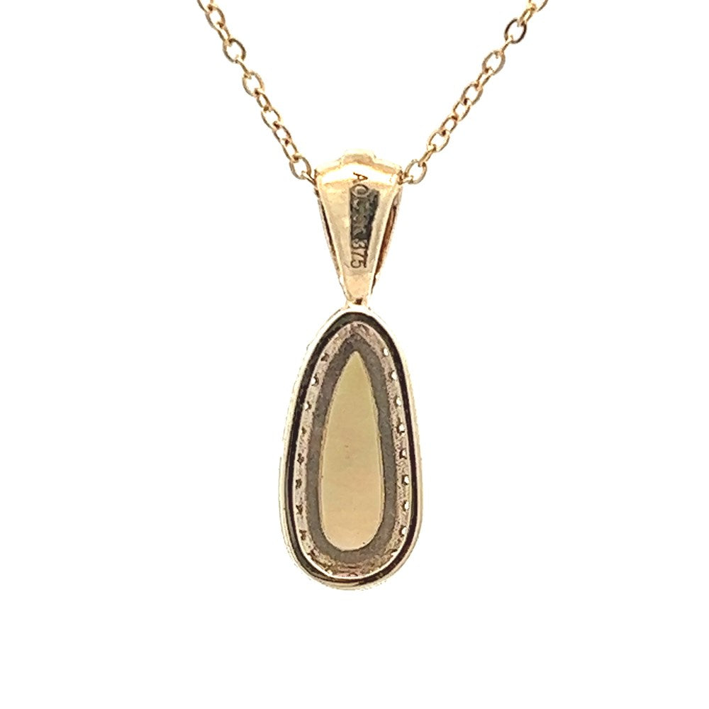 Australian Opal Black Pendant set in 9K Yellow Gold