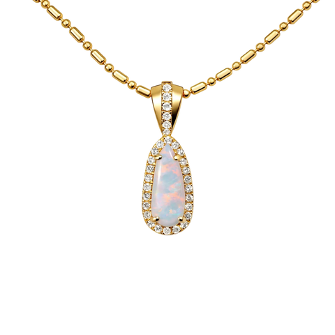 Dark Opal Pendant in 9K Yellow Gold - Multicolour - Australian Opal Cutters and Pearl Divers