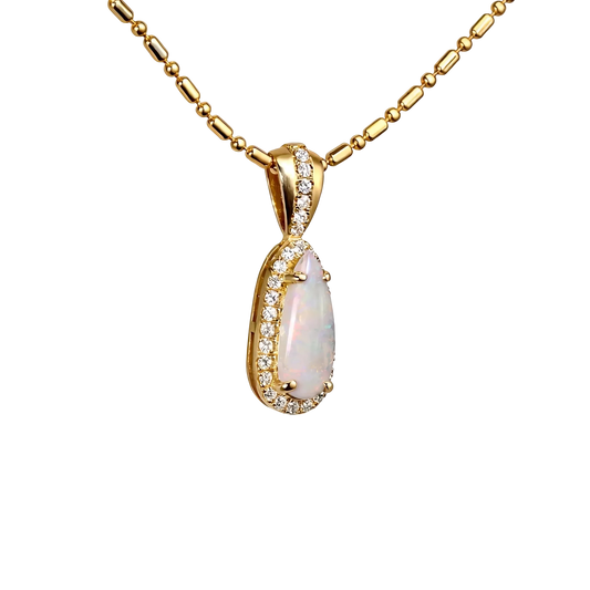 Dark Opal Pendant in 9K Yellow Gold - Multicolour - Australian Opal Cutters and Pearl Divers