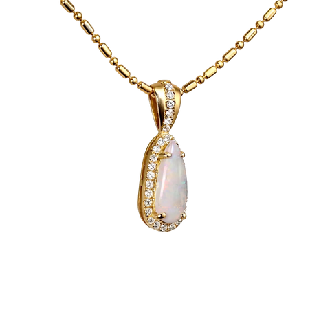 Dark Opal Pendant in 9K Yellow Gold - Multicolour - Australian Opal Cutters and Pearl Divers