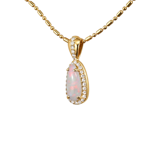 Dark Opal Pendant in 9K Yellow Gold - Multicolour - Australian Opal Cutters and Pearl Divers