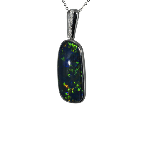 Triplet Opal Pendant in 9K White Gold - Multicolour