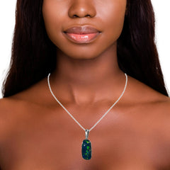 Triplet Opal Pendant in 9K White Gold - Multicolour