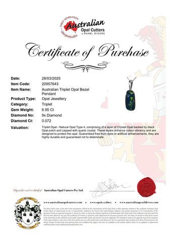 Triplet Opal Pendant in 9K White Gold - Multicolour