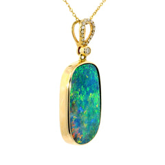 Doublet Opal Pendant in 14K Yellow Gold - Multicolour