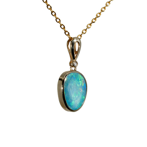 Doublet Opal Pendant in 14K Yellow Gold - Multicolour