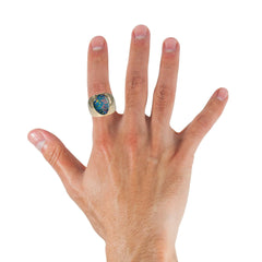 Doublet Opal Men's Ring in 14K Yellow Gold - Multicolour