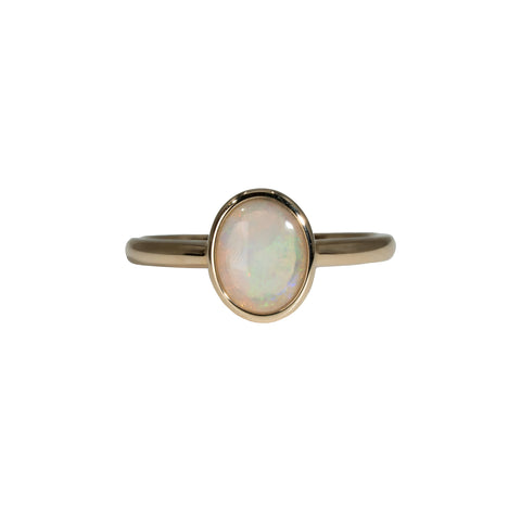 Black Opal Ring in 14K Yellow Gold - Green-Blue