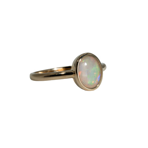 Black Opal Ring in 14K Yellow Gold - Green-Blue