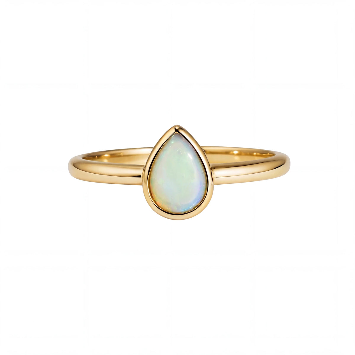 Light Opal Ring in 14K Yellow Gold - Multicolour - Australian Opal Cutters and Pearl Divers