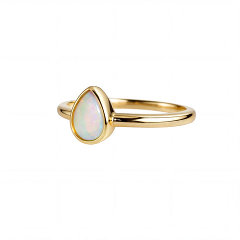 Light Opal Ring in 14K Yellow Gold - Multicolour - Australian Opal Cutters and Pearl Divers