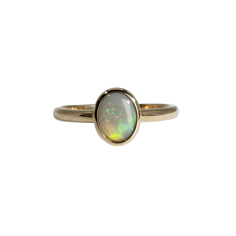 Black Opal Ring in 14K Yellow Gold - Multicolour