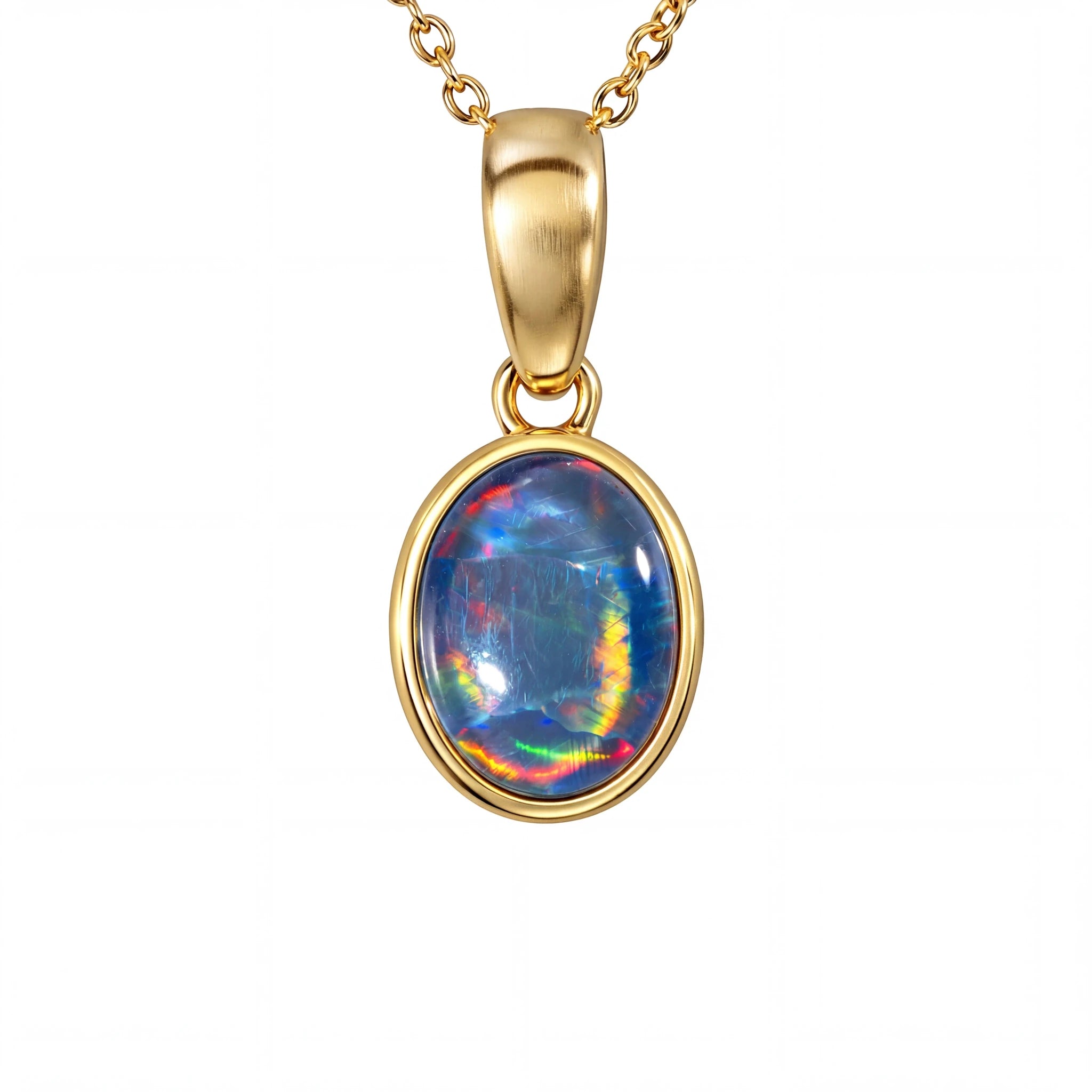 Triplet Opal Pendant in 14K Yellow Gold - Multicolour - Australian Opal Cutters and Pearl Divers