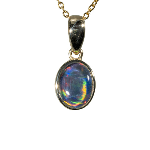 Triplet Opal Pendant in 14K Yellow Gold - Multicolour