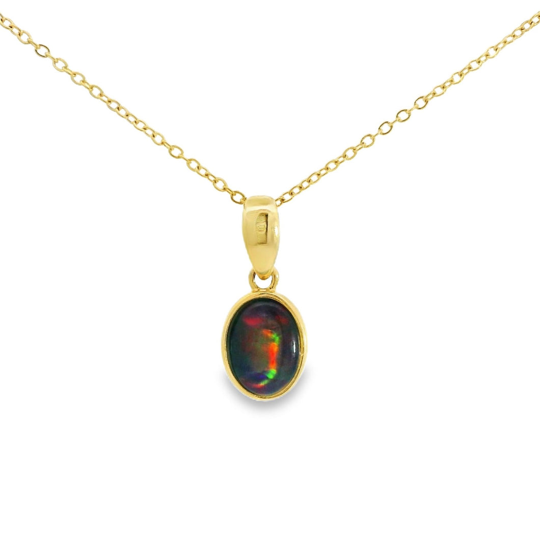 Australian Opal Triplet Pendant Set in 14K Yellow Gold