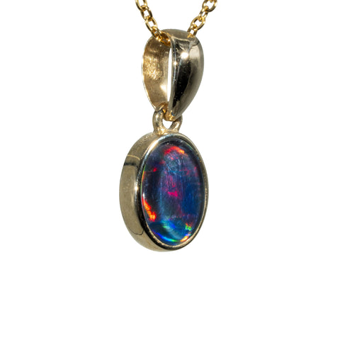 Triplet Opal Pendant in 14K Yellow Gold - Multicolour