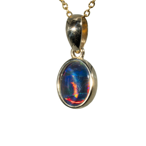 Triplet Opal Pendant in 14K Yellow Gold - Multicolour