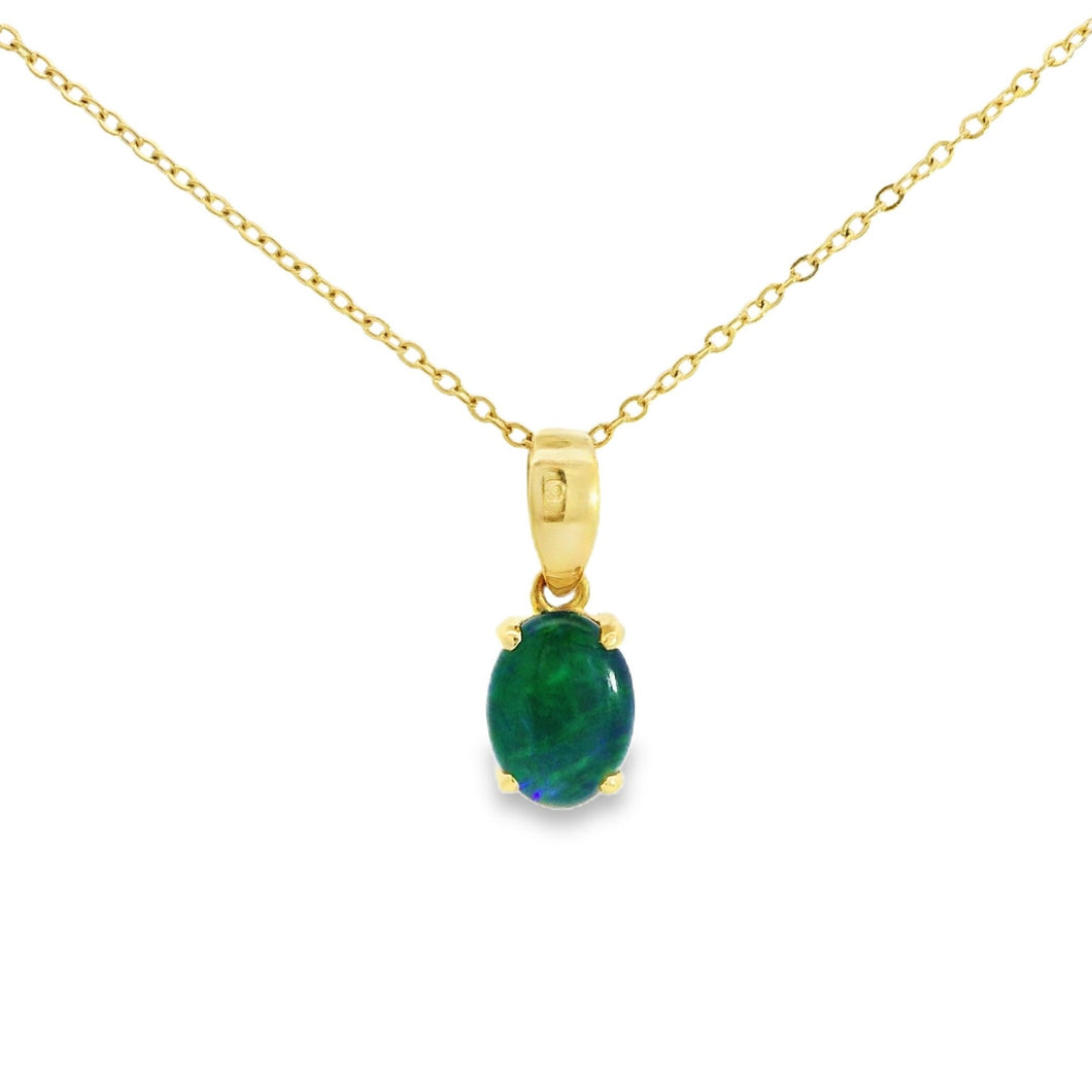 Australian Opal Triplet Pendant Set in 14K Yellow Gold