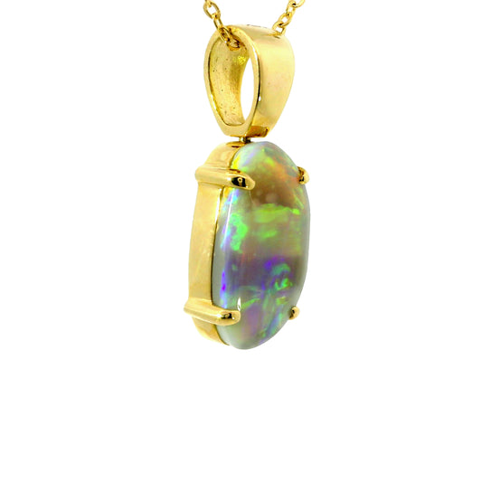Black Opal Pendant in 18K Yellow Gold - Multicolour