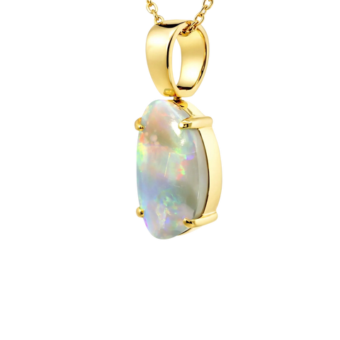 Dark Opal Pendant in 18K Yellow Gold - Multicolour - Australian Opal Cutters and Pearl Divers