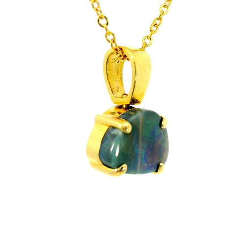 Black Opal Pendant in 18K Yellow Gold - Multicolour