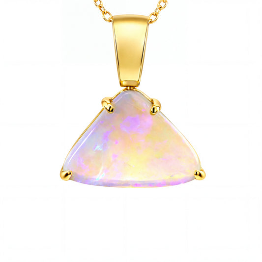 Light Opal Pendant In 18k Yellow Gold - Green-Blue