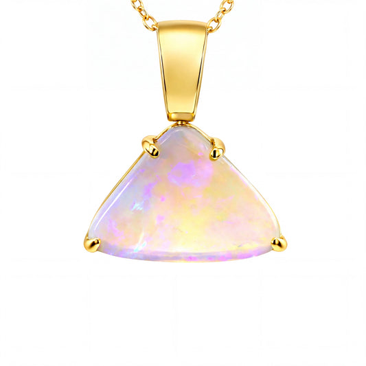 Light Opal Pendant In 18k Yellow Gold - Green-Blue - Australian Opal Cutters and Pearl Divers