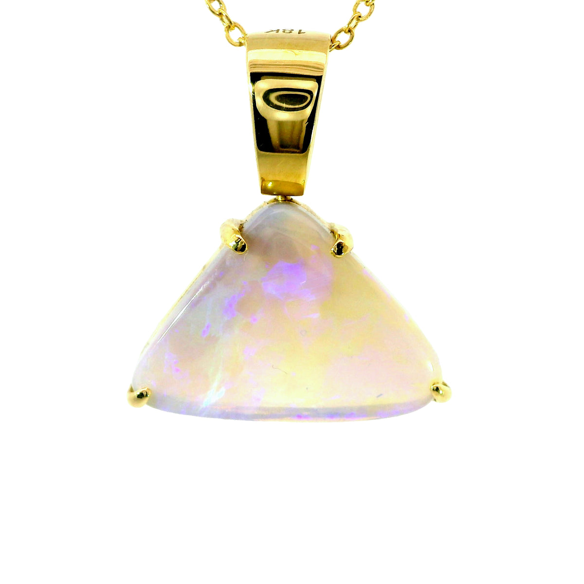 Light Opal Pendant In 18k Yellow Gold - Green-Blue