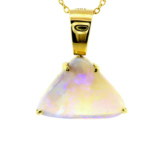 Light Opal Pendant In 18k Yellow Gold - Green-Blue