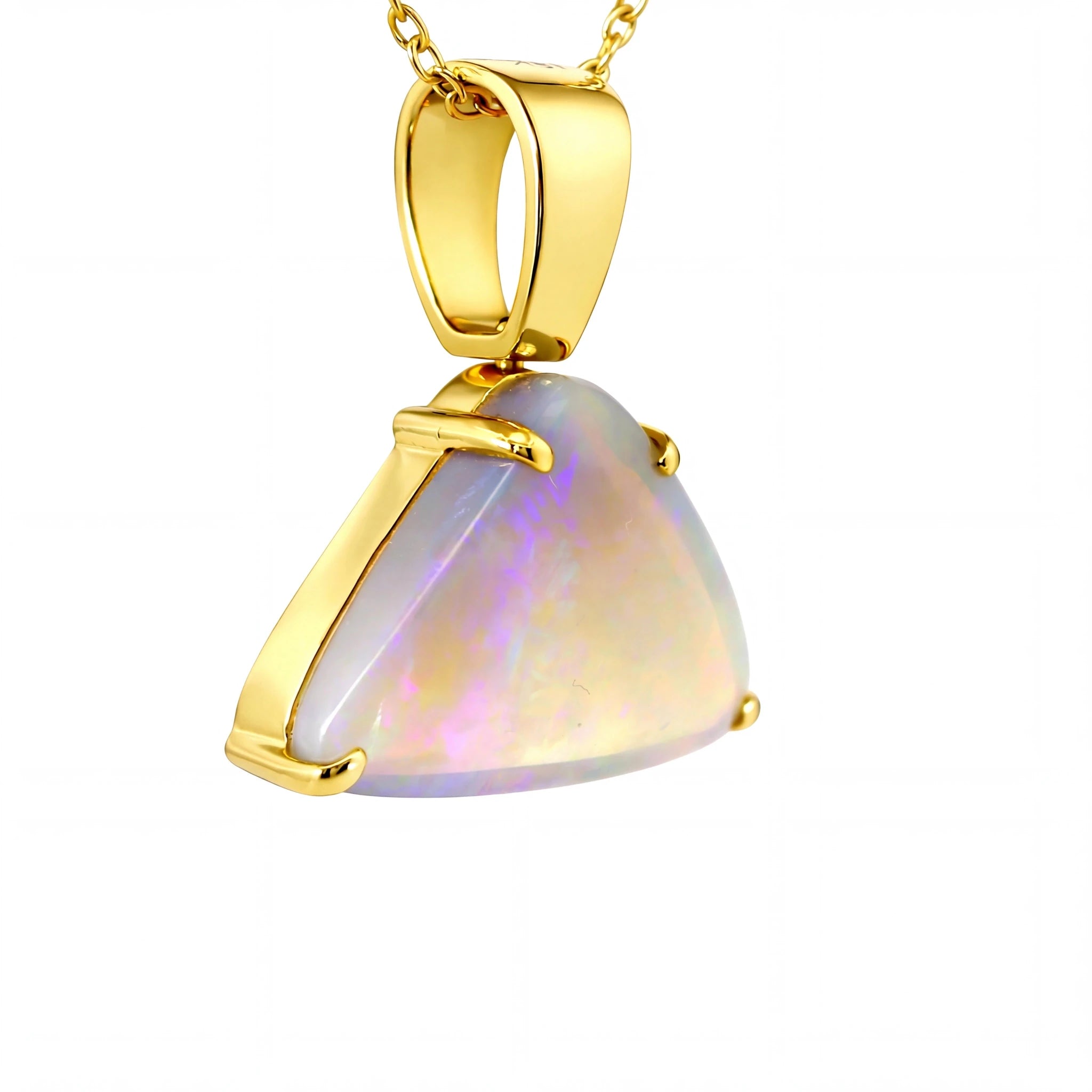 Light Opal Pendant In 18k Yellow Gold - Green-Blue - Australian Opal Cutters and Pearl Divers