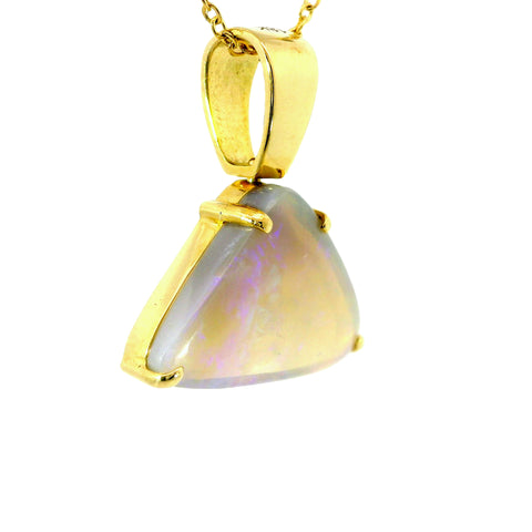 Light Opal Pendant In 18k Yellow Gold - Green-Blue