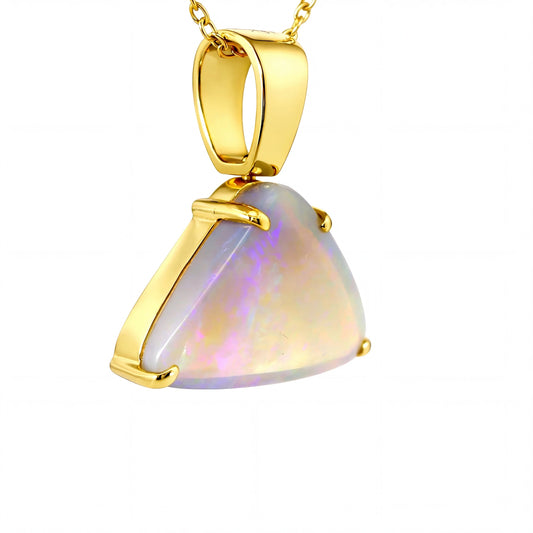 Light Opal Pendant In 18k Yellow Gold - Green-Blue - Australian Opal Cutters and Pearl Divers