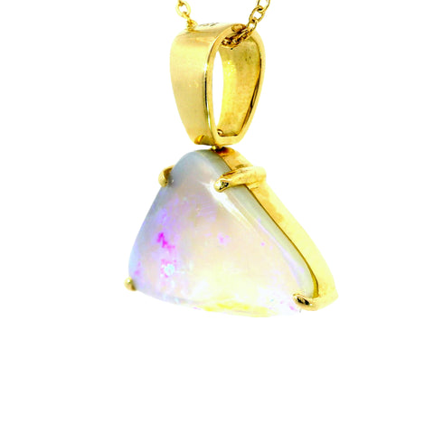 Light Opal Pendant In 18k Yellow Gold - Green-Blue