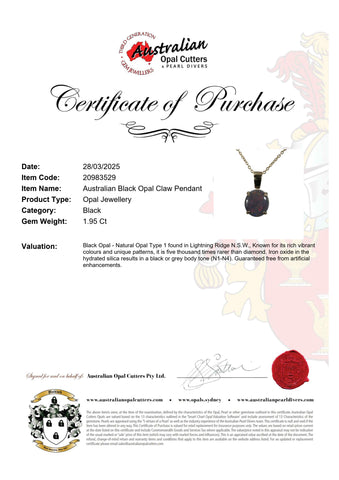 Black Opal Pendant in 18K Yellow Gold - Multicolour