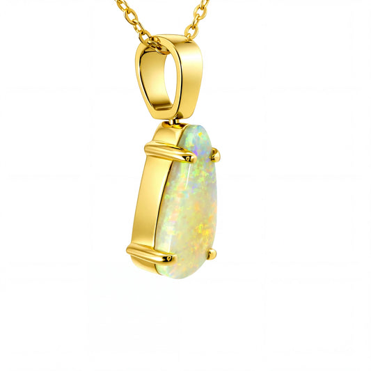 Light Opal Pendant In 18k Yellow Gold - Green-Blue - Australian Opal Cutters and Pearl Divers