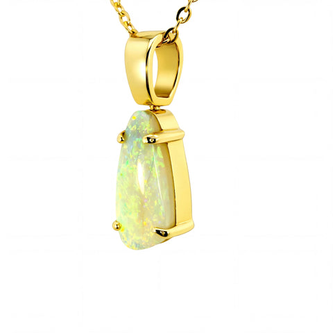 Light Opal Pendant In 18k Yellow Gold - Green-Blue - Australian Opal Cutters and Pearl Divers