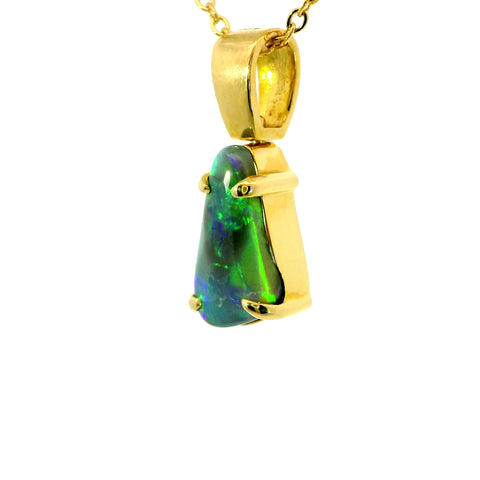 Black Opal Pendant in 18K Yellow Gold - Multicolour
