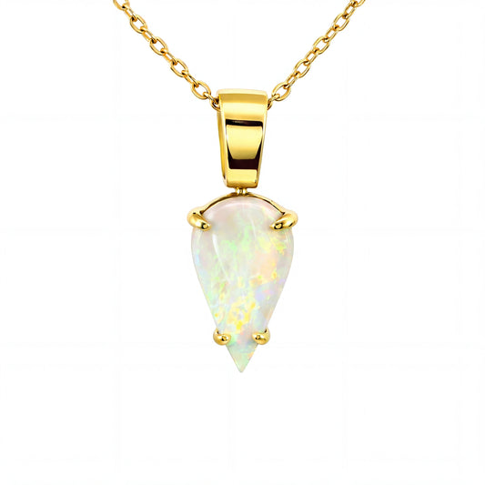 Dark Opal Pendant in 18K Yellow Gold - Green and Blue