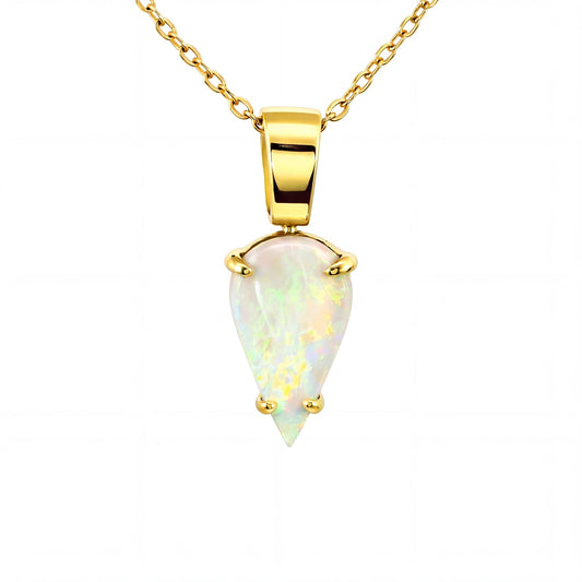 Dark Opal Pendant in 18K Yellow Gold - Green and Blue - Australian Opal Cutters and Pearl Divers