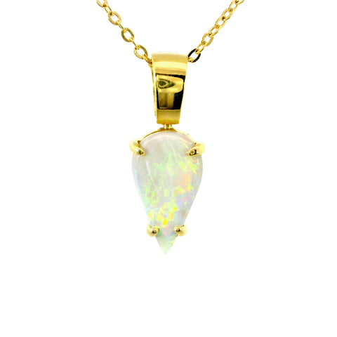 Black Opal Pendant in 18K Yellow Gold - Green-Blue