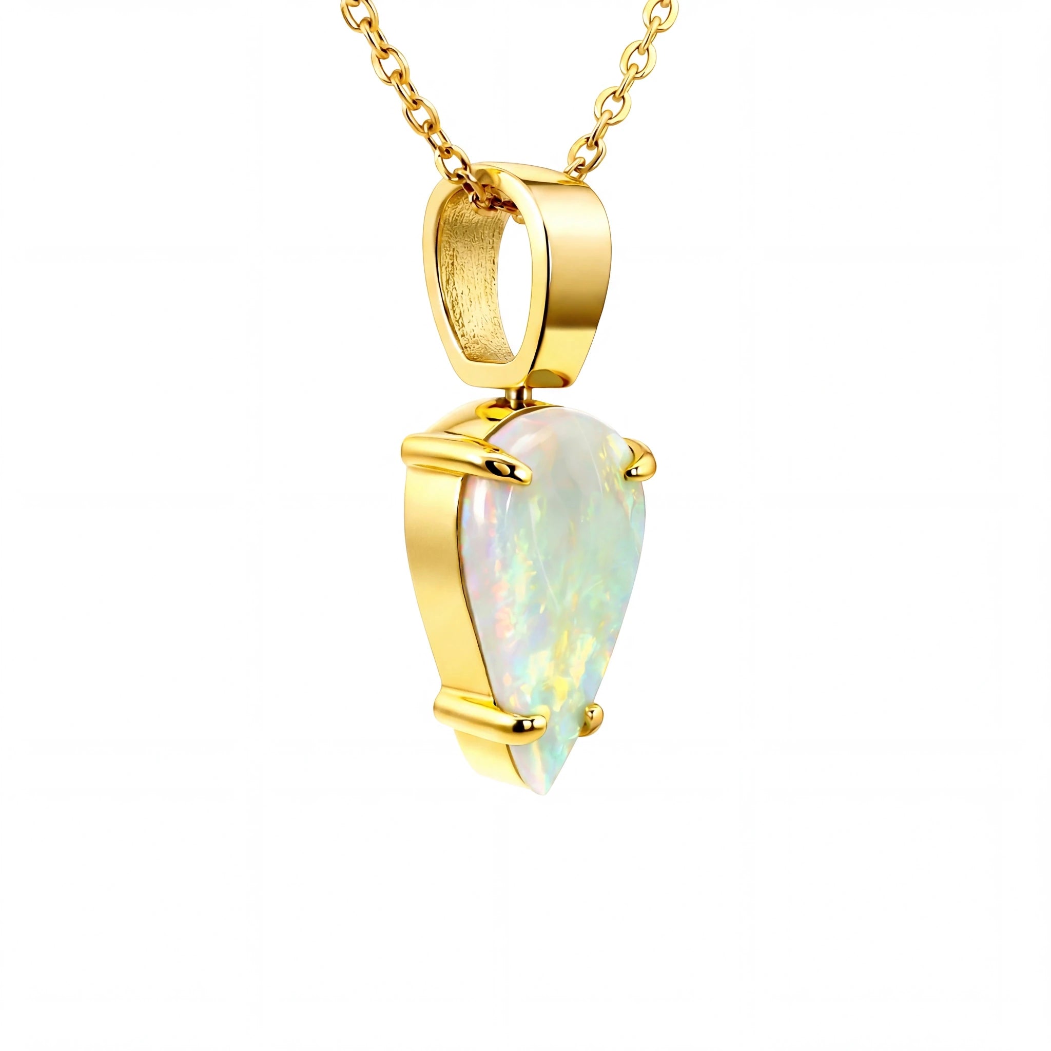 Dark Opal Pendant in 18K Yellow Gold - Green and Blue - Australian Opal Cutters and Pearl Divers